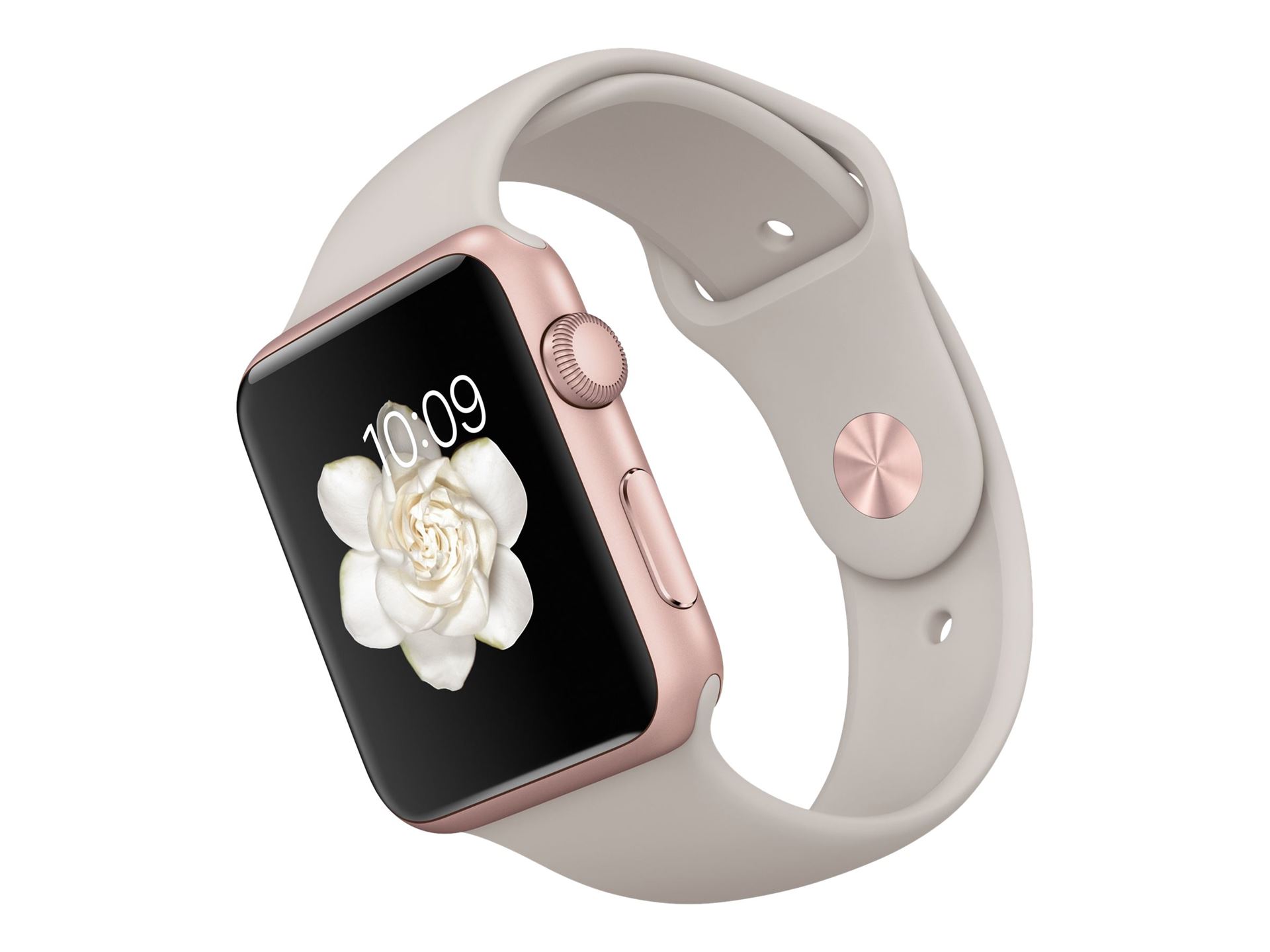 rose gold apple watch grey band