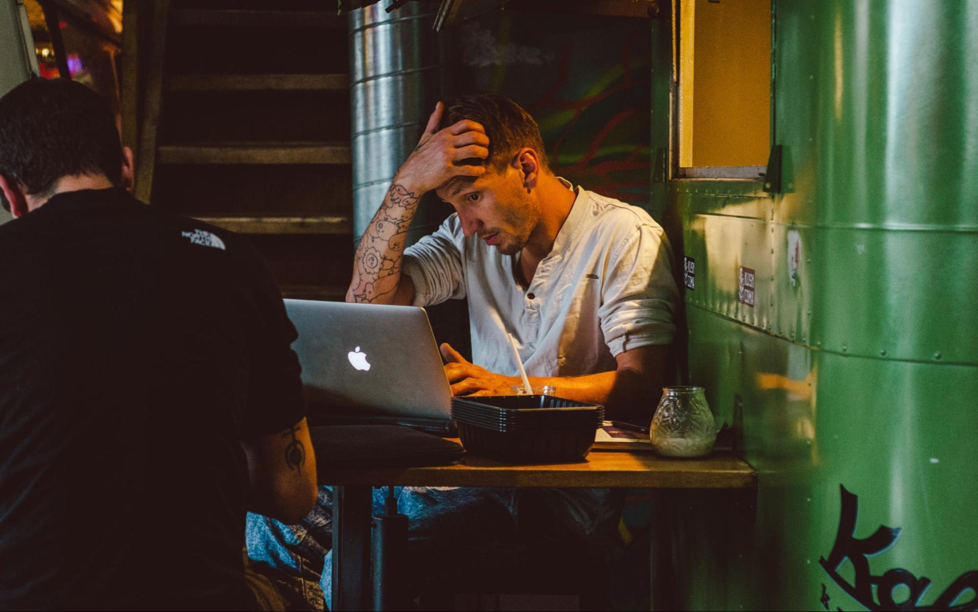 Working on MacBook Pro from a cafe