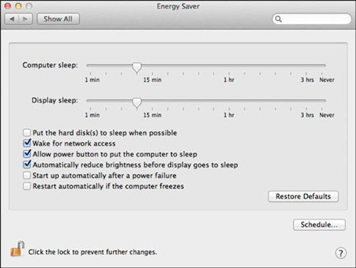 Turn on energy saver settings